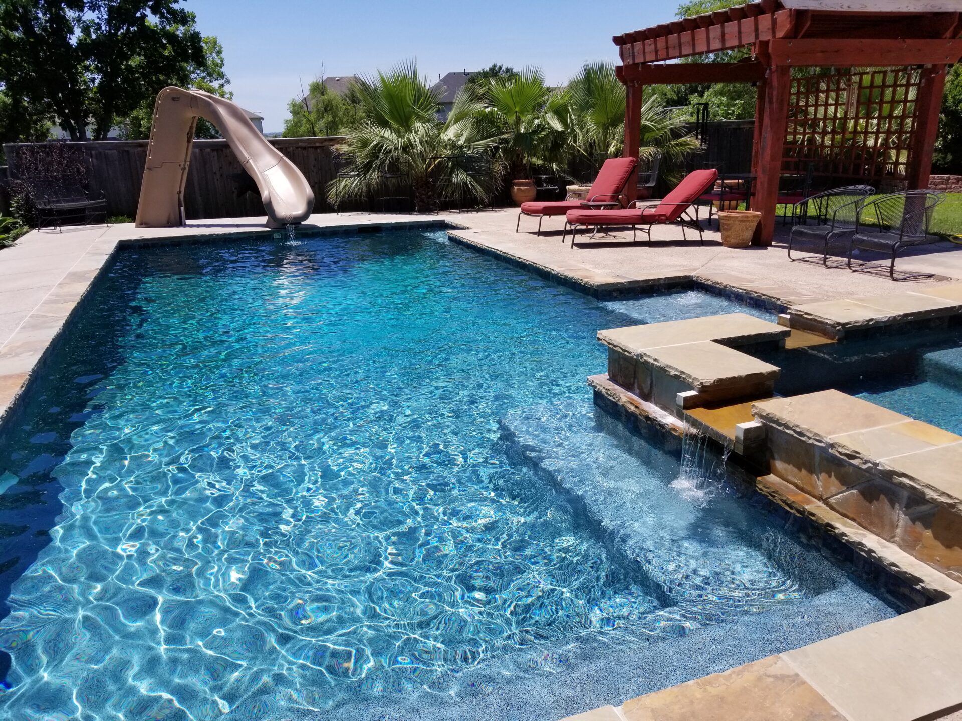 Remodeled pool with slide